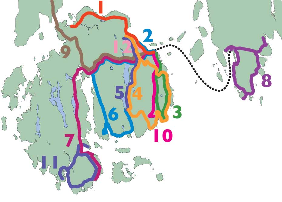 Small map of Island Explorer bus routes